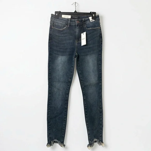 Judy Blue Size 9 / 29 "Fringe With Benefits" Shark Bite Mid-Rise Jeans 88400 NWT - Picture 3 of 11